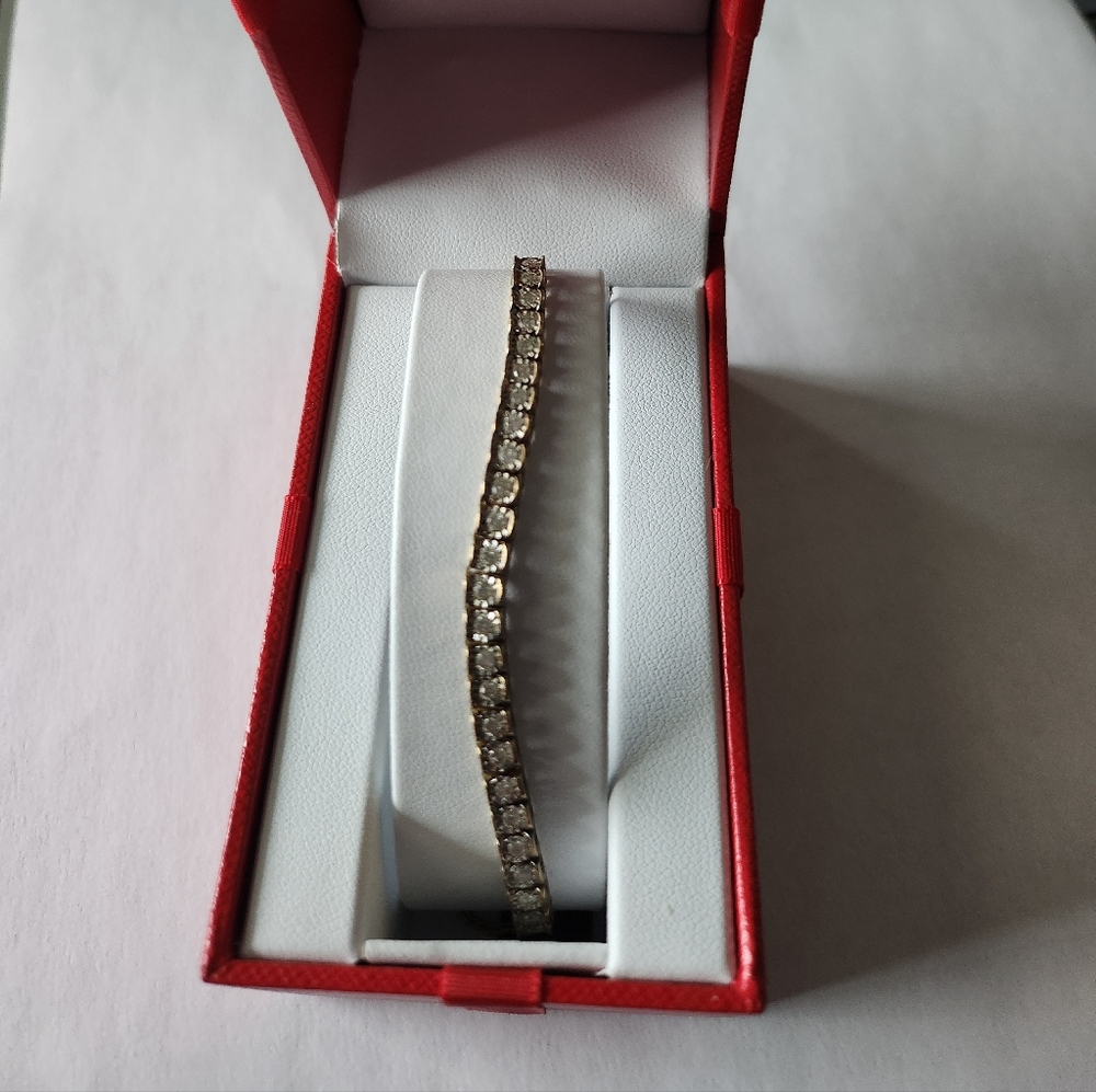 3/4 Bolo Diamond Bracelet with Sparkling Diamonds. SS/14YG
